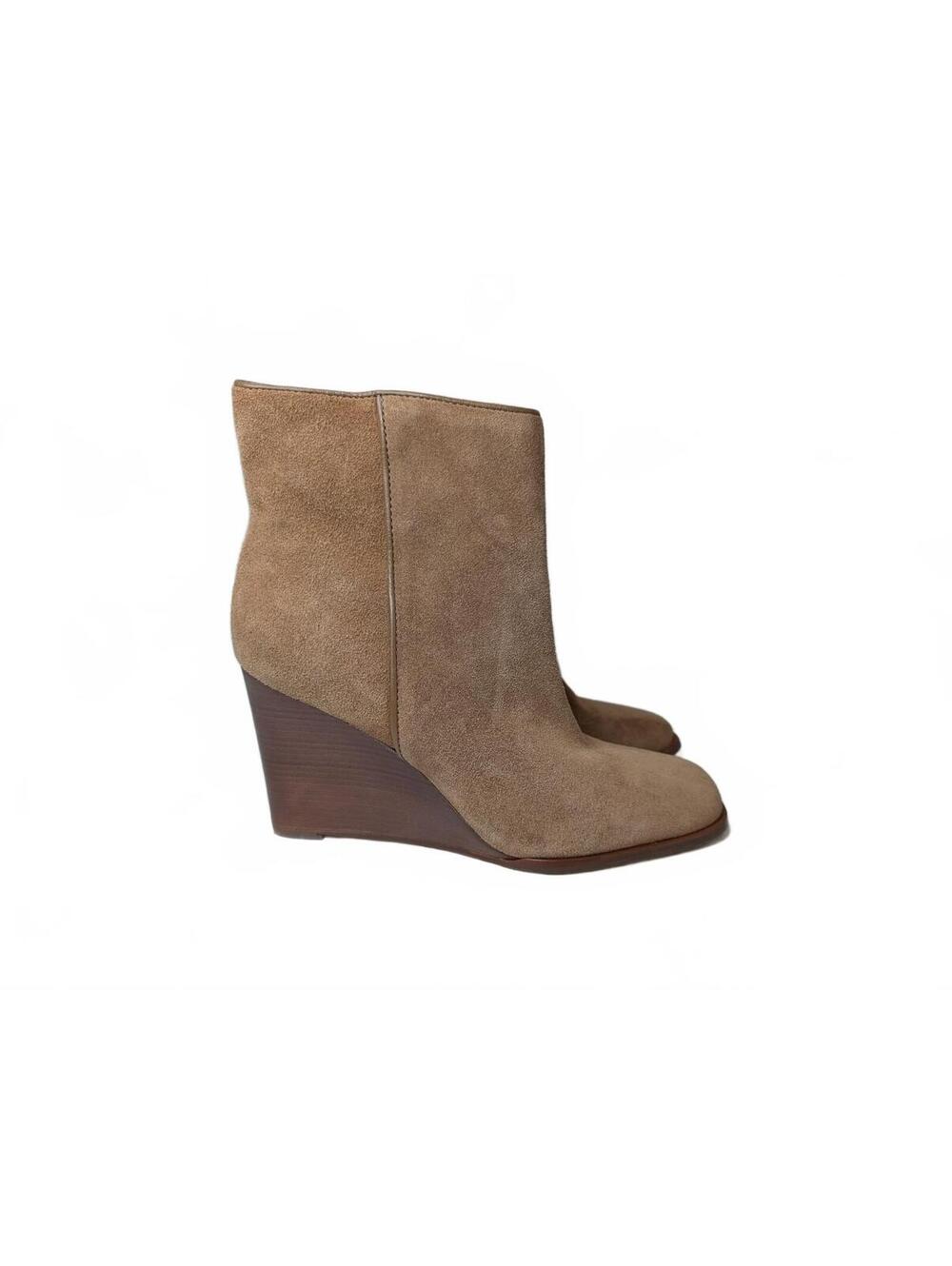 Dolce Vita Susann Wedge Bootie Tan Suede Ankle Boots Size 8.5